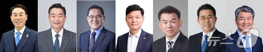 본문 이미지 - 장길선(65·민주당),  이창호(62·조국당), 박인환(75), 이현창(55) , 정양조(62) , 정택균(57) , 정현택(58) (왼쪽부터 민주당, 조국당, 무소속 후보 순) 