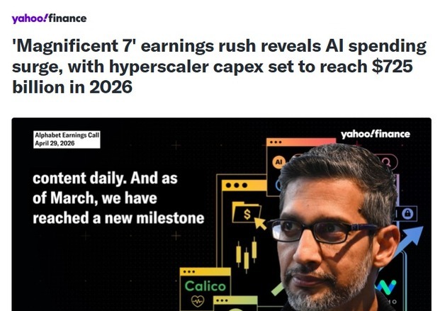 M-7 기업들 AI 지출 7250억달러까지 늘려, AI 수요 여전