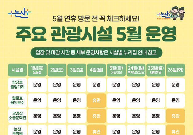 5월 연휴 가족과 함께 찾는 논산…전시·공연 '풍성'