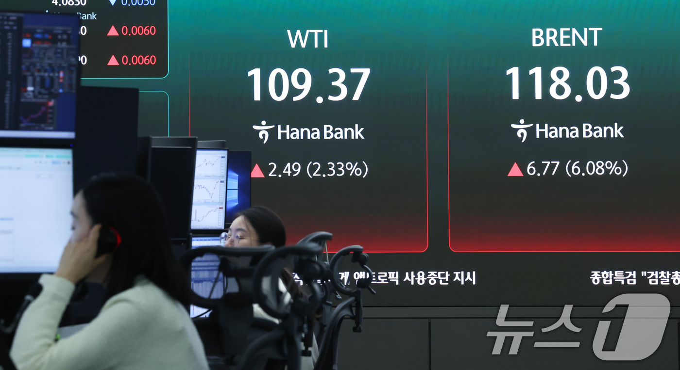 (서울=뉴스1) 임지훈 인턴기자 = 미국과 이란 간 종전 협상이 교착 상태에 빠지며 에너지 공급 혼란이 예상보다 장기화할 것이란 우려에 국제유가가 급등한 30일 오후 서울 중구 하 …