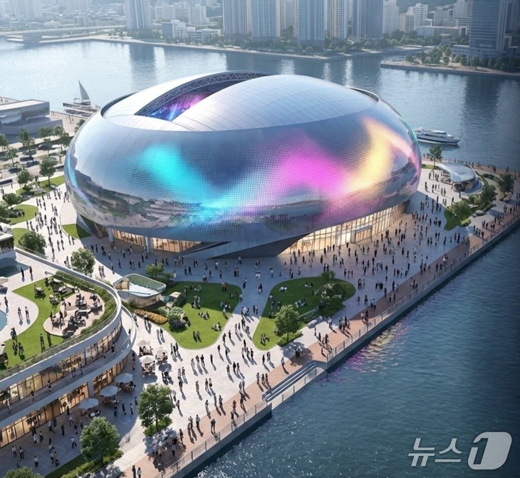 본문 이미지 - 주진우 의원이 공약으로 내놓은 '부산 오션 돔' 조감도 (주진우 의원실 제공. 재판매 및 DB금지)
