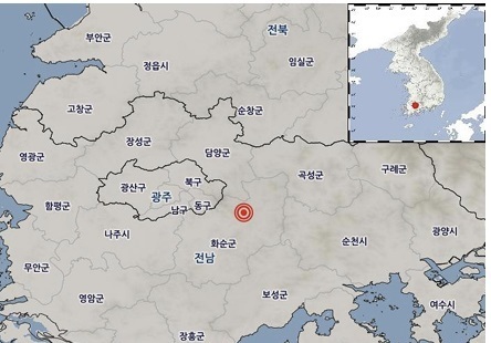 전남 화순 동북동쪽 8㎞ 지점 2.4 지진