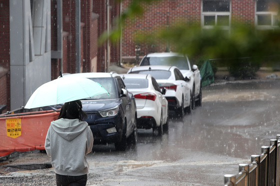 우박과 함께 내리는 봄비