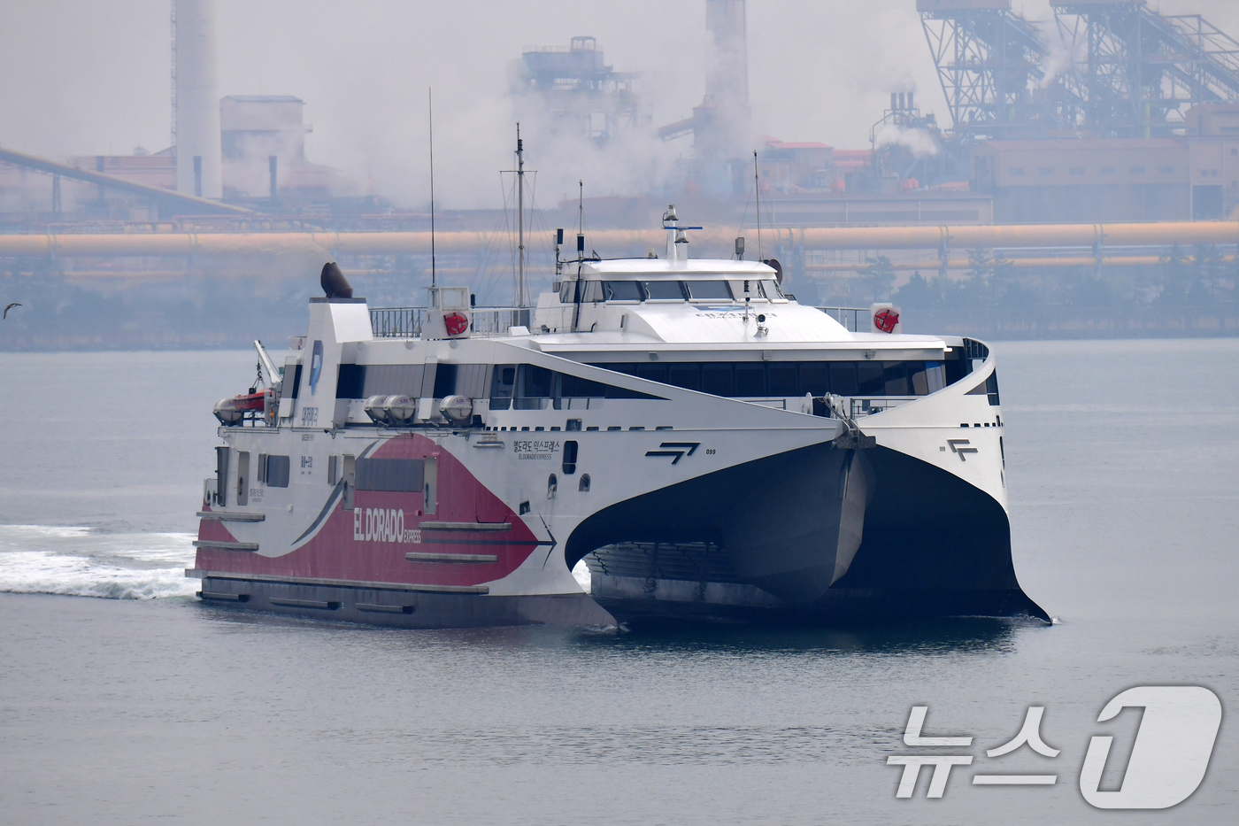 (포항=뉴스1) 최창호 기자 = 경북 포항여객선터미널에 포항~울릉 정기여객선인 대저페리의 엘도라도 익스프레스호가 정비를 마친 후 입항하고 있다. 이 배는 승객 970명과 화물 25 …