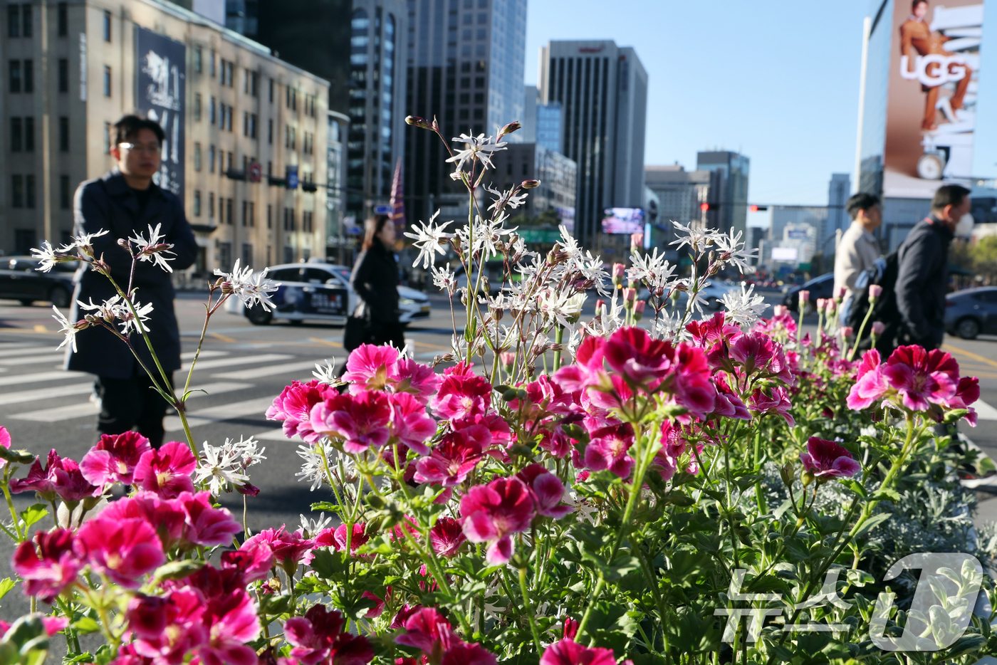 (서울=뉴스1) 황기선 기자 = 꽃샘추위가 찾아온 7일 오전 서울 광화문 사거리에서 출근길 시민들이 발걸음을 재촉하고 있다. 2026.4.7/뉴스1