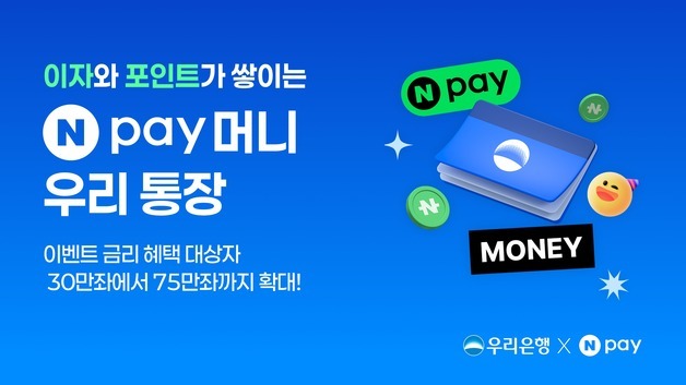 우리은행, 'Npay 머니 통장' 年 4% 금리 혜택 75만좌로 확대