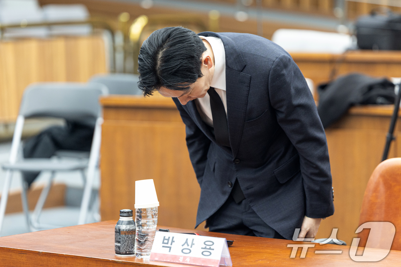 (서울=뉴스1) 이승배 기자 = '쌍방울 대북 송금' 사건을 수사했던 박상용 검사가 7일 서울 여의도 국회에서 국민의힘 '윤석열정권 정치검찰 조작기소 의혹사건 진상규명' 국정조사특 …