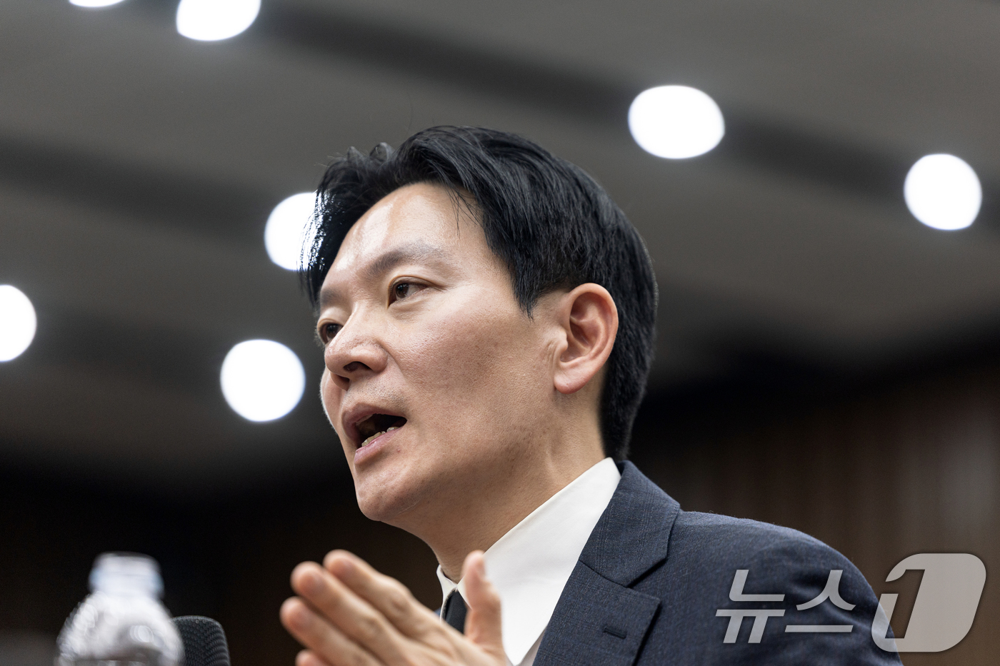 (서울=뉴스1) 이승배 기자 = '쌍방울 대북 송금' 사건을 수사했던 박상용 검사가 7일 서울 여의도 국회에서 국민의힘 '윤석열정권 정치검찰 조작기소 의혹사건 진상규명' 국정조사특 …