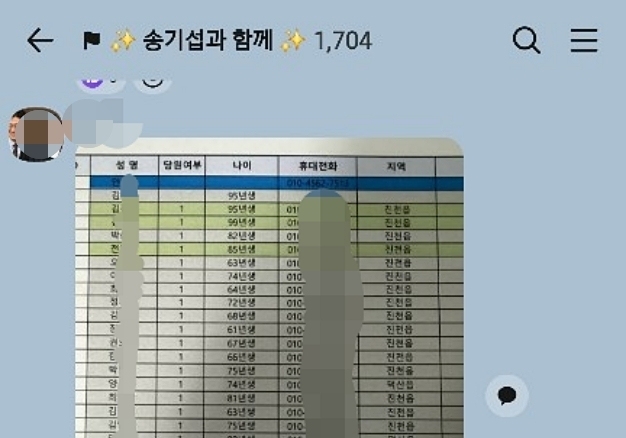 진천서도 민주당 권리당원 명부 유출 정황