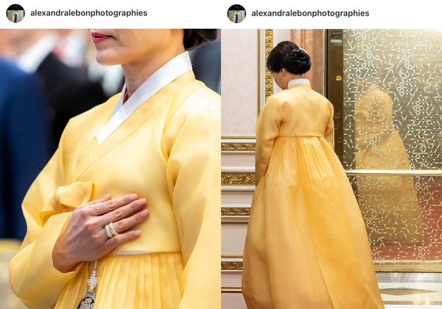 프랑스도 주목한 金여사 '개나리색' 한복…비하인드 사진 공개