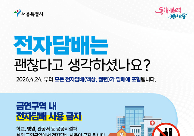 "이제 전자담배도 금연구역서 과태료"…서울시, 24일부터 합동 점검