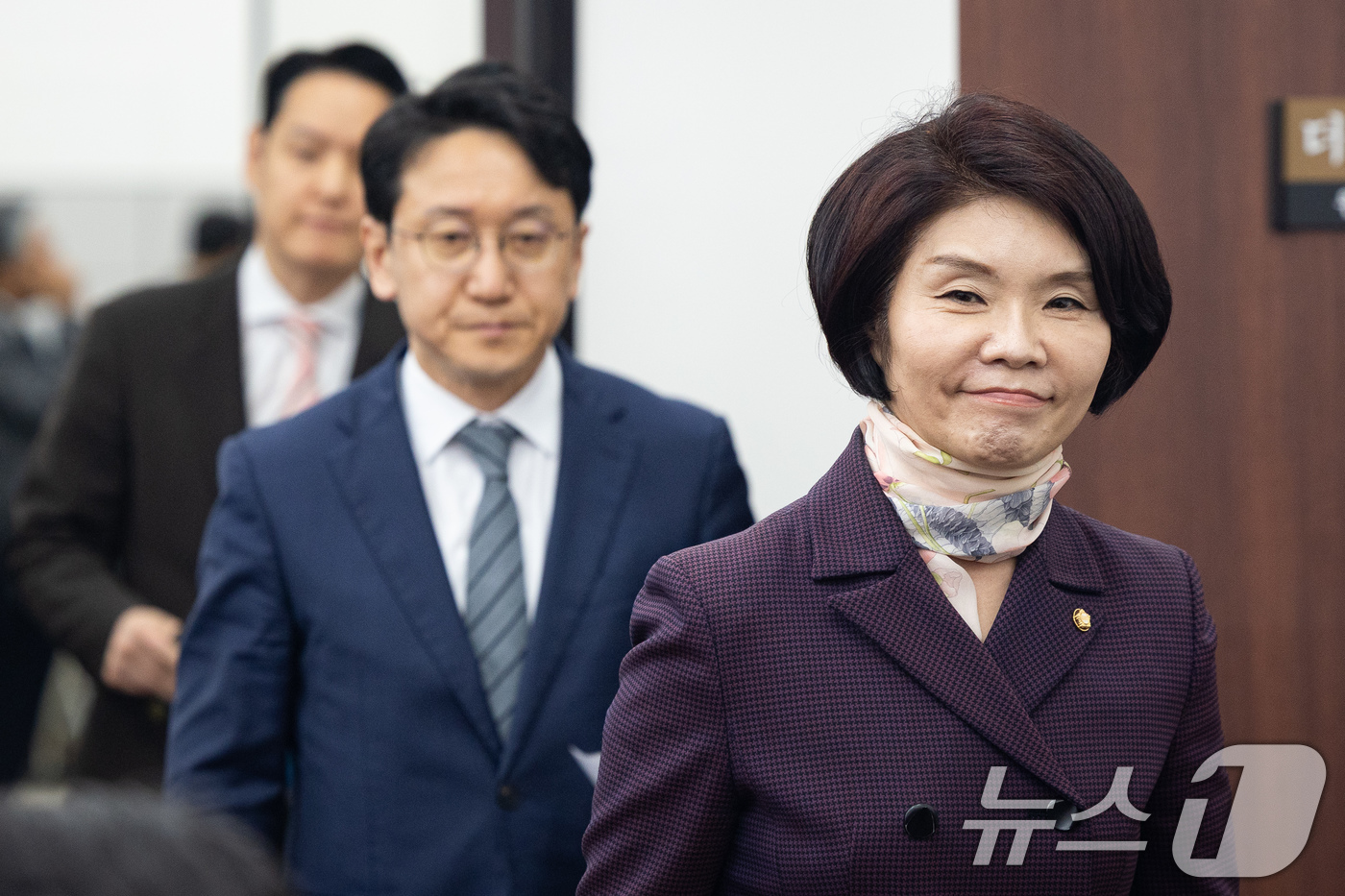 (서울=뉴스1) 유승관 기자 = 한정애 더불어민주당 정책위의장이 9일 서울 여의도 국회에서 열린 정책조정회의에 참석하고 있다. 2026.4.9/뉴스1