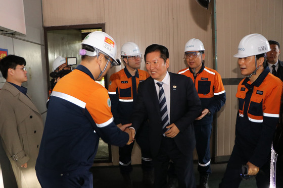 광양제철소 찾은 정청래 대표