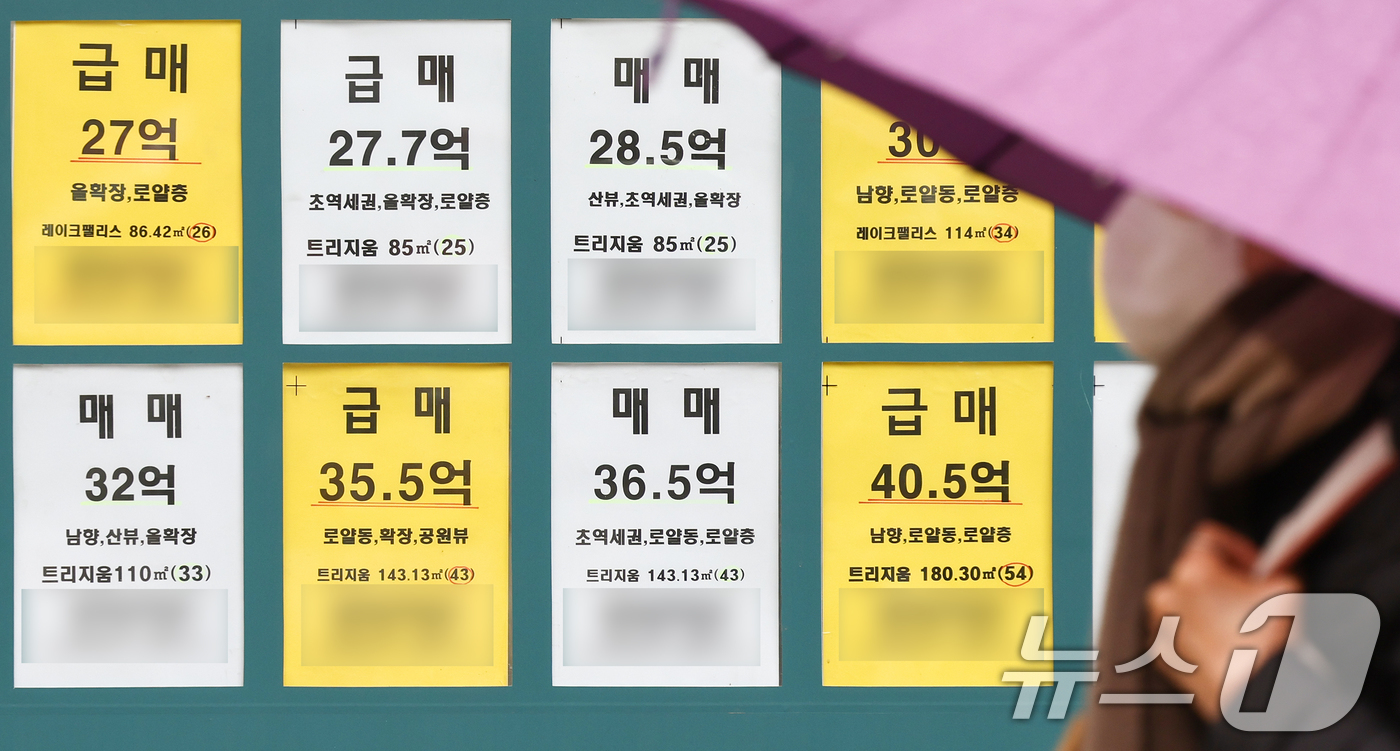 (서울=뉴스1) 최지환 기자 = 다주택자 양도소득세 중과 유예 종료 시점이 다가오면서 매도 압력이 커지고 있는 9일 서울 송파구의 한 부동산에 급매 안내문이 붙어 있다.한국부동산원 …