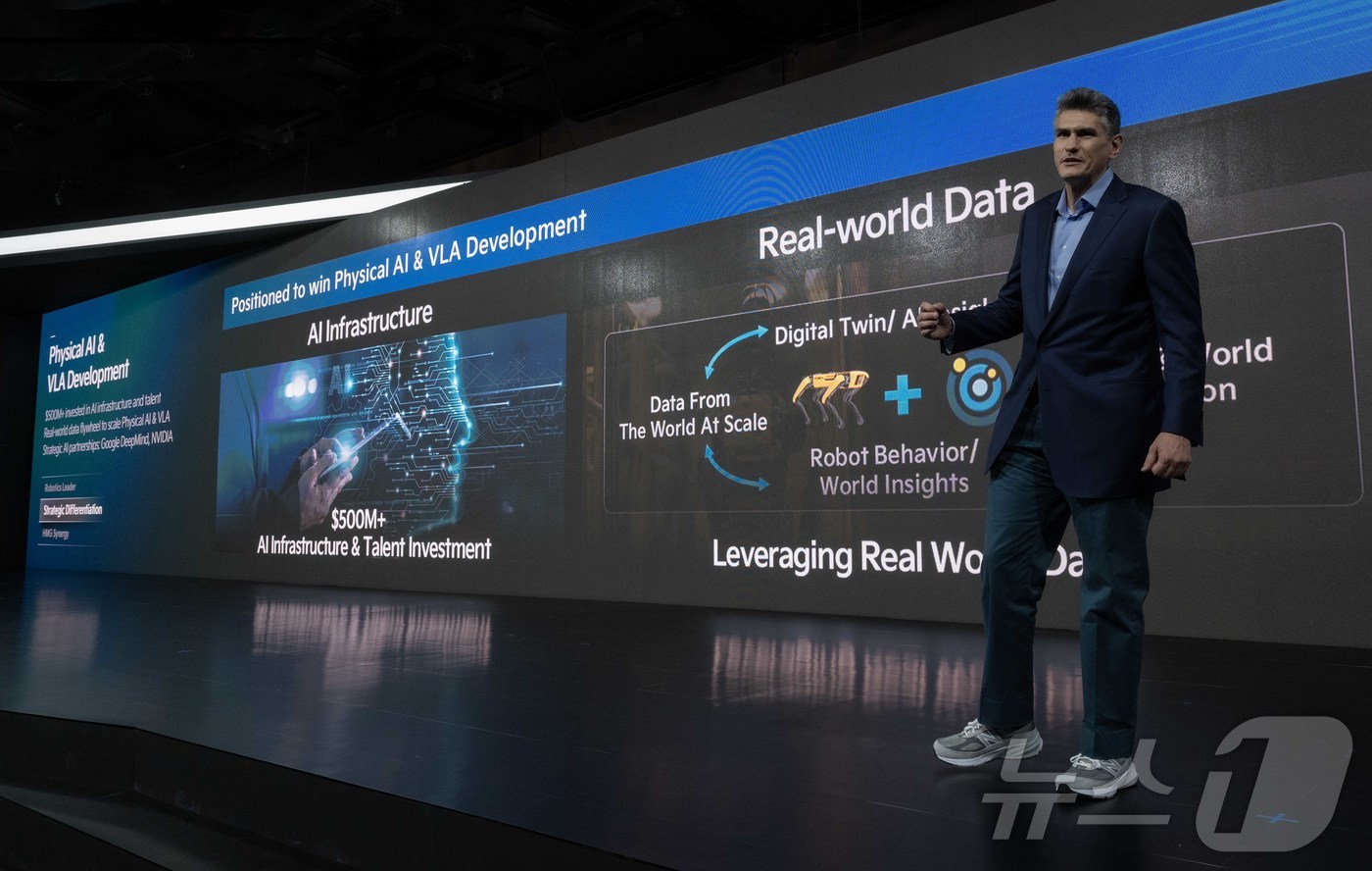 (서울=뉴스1) = 잭 재코우스키 보스턴다이나믹스 아틀라스 개발 총괄이 9일 서울 중구 신라호텔에서 열린 2026 CEO 인베스터 데이에서 로보틱스 전략에 대해 설명하고 있다. ( …