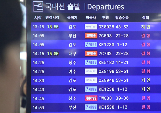 호우·강풍에 제주도 '비상1단계' 근무…공항 체류객 최소 3000명