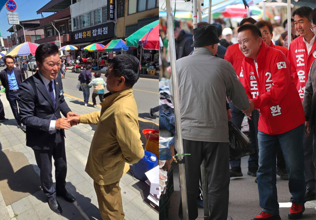 황금연휴에도 선거전은 계속…신용한·김영환 충북 곳곳 누빈다
