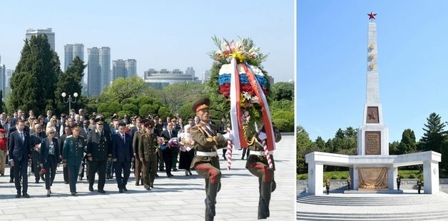 러 전승절에 육해공군 파견…러시아는 해방탑에 화환[데일리 북한]