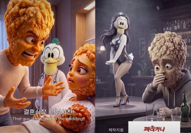 후라이드 부부 사이 양념치킨 아이?…페리카나 AI 광고 논란 사과