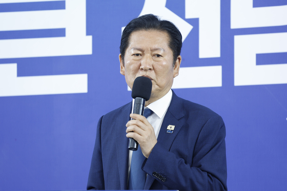 민형배 선대위 축사하는 정청래 대표