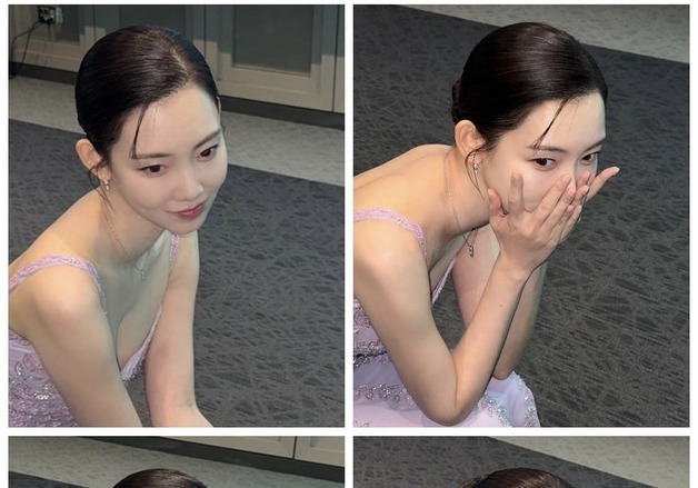 '꽈당 사고' 신현빈, 유쾌한 '백상' 비하인드 컷 공개