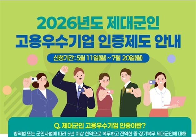 2026 제대군인 고용우수기업 인증 접수시작…여신 금리 우대 혜택