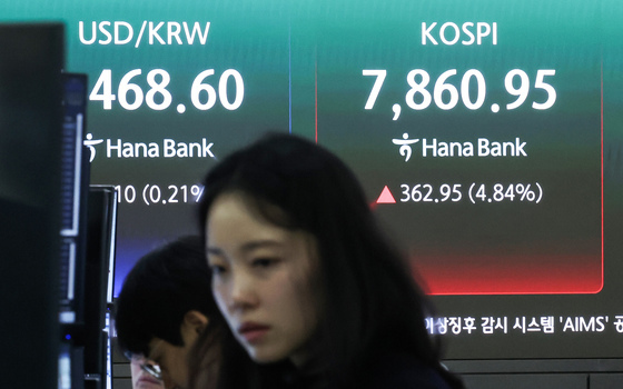 급등하는 코스피, 장중 7860선 돌파