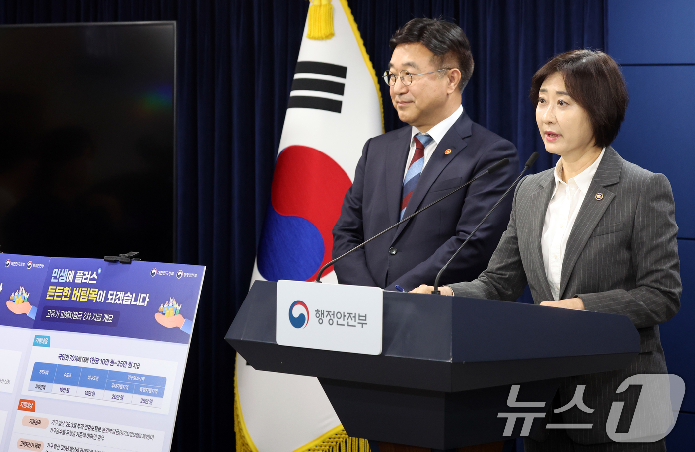 (서울=뉴스1) 김명섭 기자 = 이스란 보건복지부 1차관이 8일 오전 서울 종로구 세종대로 정부서울청사에서 고유가 피해지원금 제2차 지급 대상자 선정 기준을 발표하고 있다.  20 …