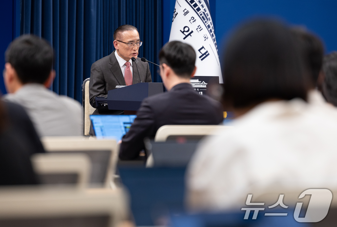 (서울=뉴스1) 이재명 기자 = 위성락 국가안보실장이 11일 청와대 춘추관에서 열린 기자간담회에서 발언을 하고 있다. 2026.5.11/뉴스1