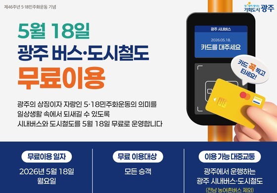 18일 광주 시내버스·지하철 무료 운행…지난해 65만명 이용