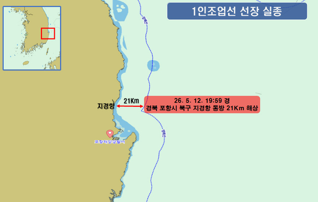 포항 앞바다 나홀로 조업 60대 선장 실종…해경 수색 범위 확대