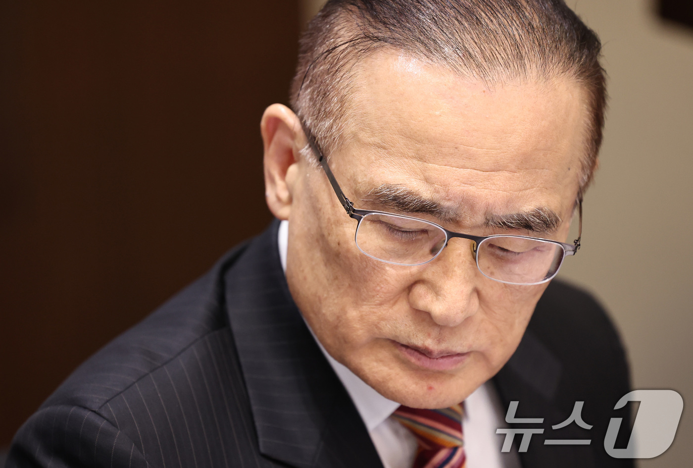 (서울=뉴스1) 구윤성 기자 = 위성락 국가안보실장이 13일 오후 서울 중구 한국프레스센터에서 열린 한국신문방송편집인협회 초청 간담회에 참석해 생각에 잠겨 있다. 2026.5.13 …