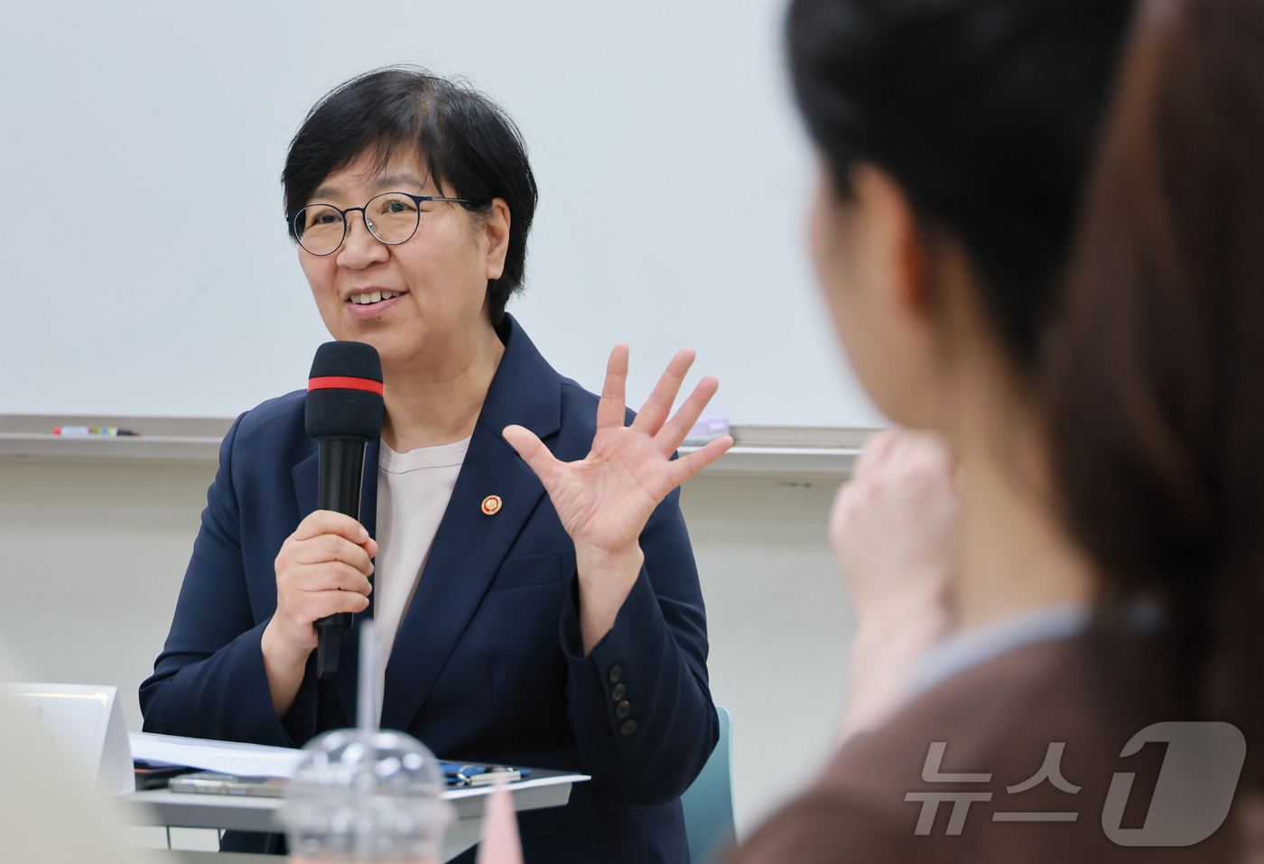 (서울=뉴스1) = 정은경 보건복지부 장관이 13일 서울 동작구 숭실대학교에서 열린 청년과 함께하는 국민연금 소통 간담회에서 발언을 하고 있다. (보건복지부 제공. 재판매 및 DB …