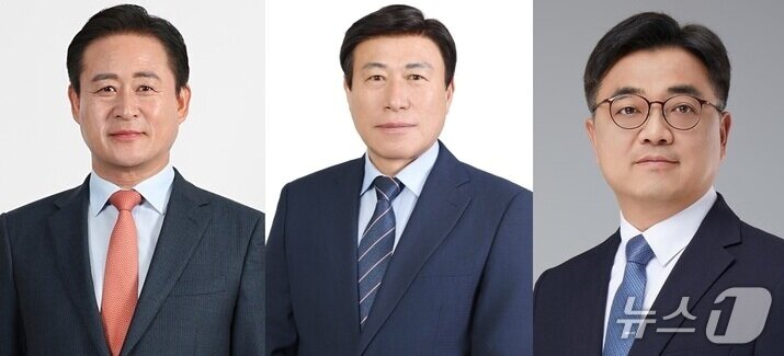 본문 이미지 - 6·3 지방선거 강원 홍천군수 선거에 출마한 국민의힘 신영재 후보(사진 왼쪽)와 더불어민주당 박승영 후보, 진보당 강석헌 후보.(선거관리위원회 제공. 재판매 및 DB금지)/뉴스1