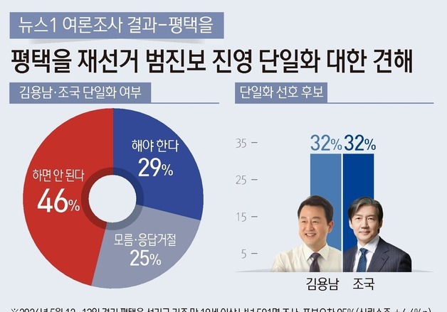 [그래픽] 뉴스1 여론조사 결과-평택을 범진보 진영 단일화에 대한 견해