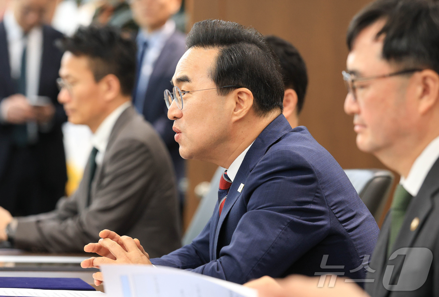 (서울=뉴스1) 오대일 기자 = 박홍근 기획예산처 장관이 14일 서울 중구 한국은행에서 신현송 한국은행 총재와 회동하며 발언하고 있다. (공동취재)