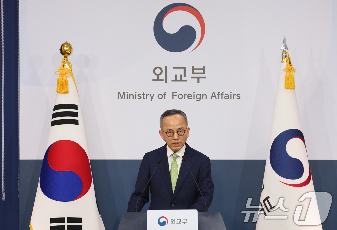 (서울=뉴스1) 김명섭 기자 = 박일 외교부 대변인이 14일 오후 서울 종로구 정부서울청사 별관 외교부에서 정례브리핑을 하고 있다.  2026.5.14/뉴스1