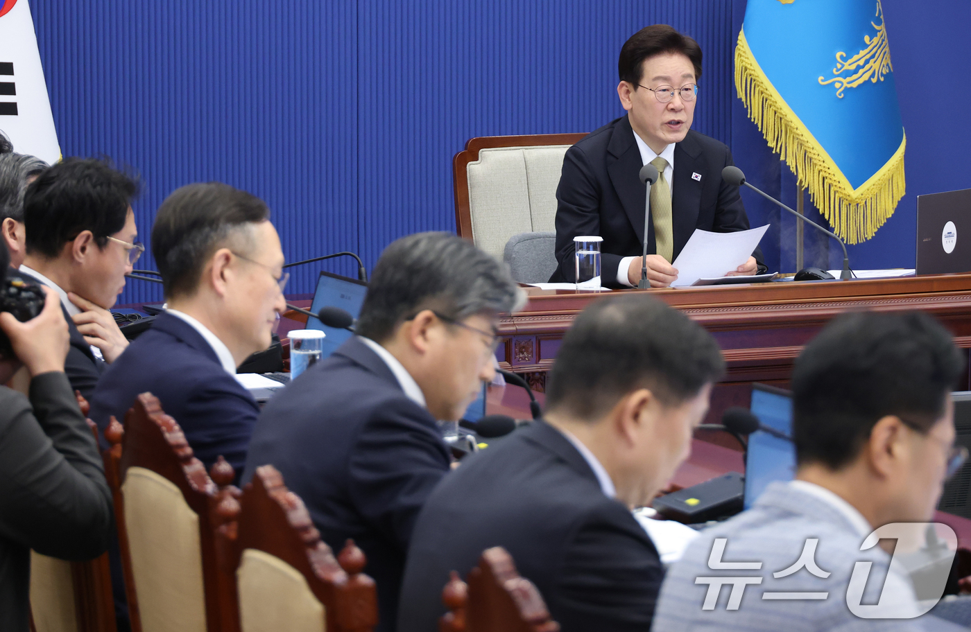 (서울=뉴스1) 허경 기자 = 이재명 대통령이 14일 청와대에서 열린 수석보좌관회의에서 발언하고 있다. (청와대통신사진기자단) 2026.5.14/뉴스1