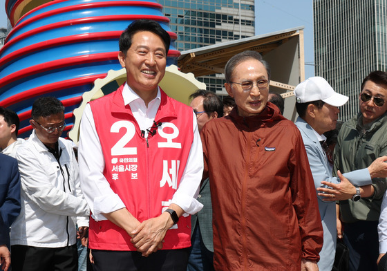 청계광장 찾은 오세훈·이명박