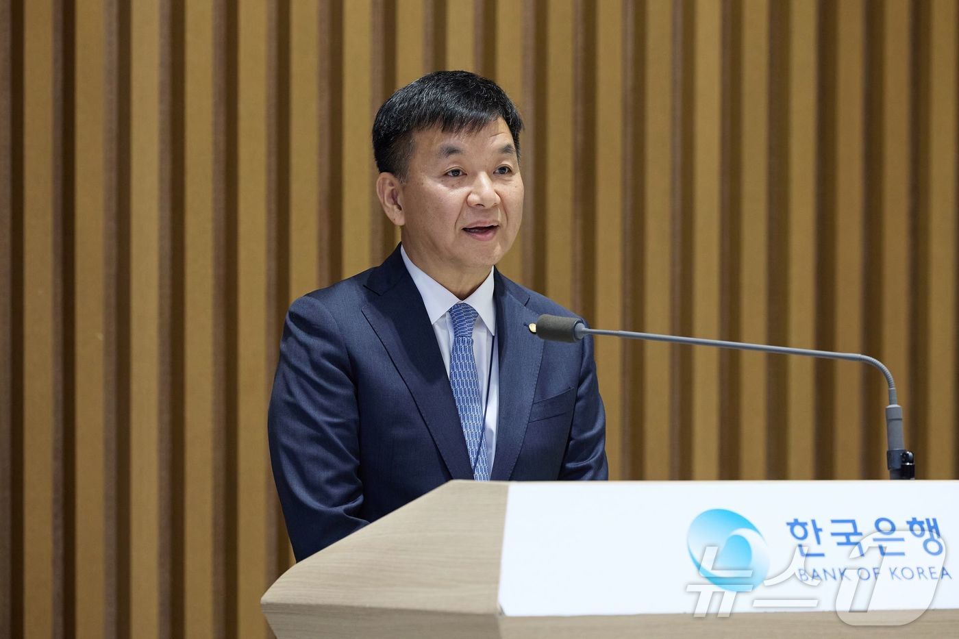 (서울=뉴스1) = 김진일 신임 금융통화위원이 15일 서울 중구 한국은행에서 열린 취임식에서 취임사를 하고 있다. (한국은행 제공. 재판매 및 DB금지) 2026.5.15/뉴스1