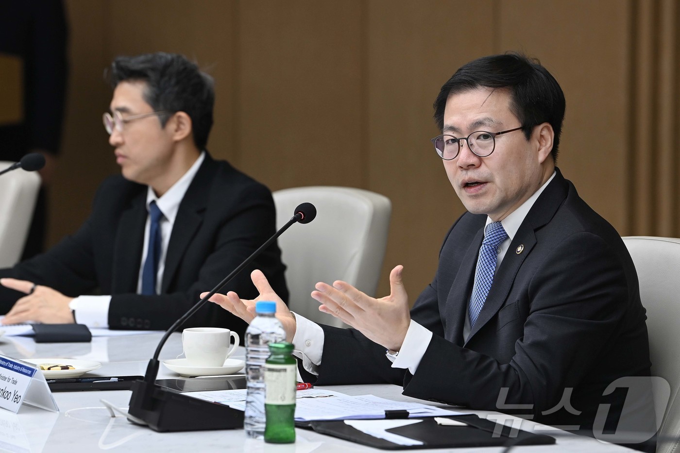 (서울=뉴스1) = 여한구 산업통상부 통상교섭본부장이 18일 오전 서울 중구 대한상공회의소에서 열린 주한 아세안 대사단 간담회에서 인사말을 하고 있다. (산업통상부 제공. 재판매 …
