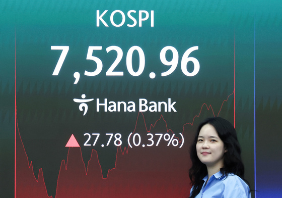 대통령 메시지에 삼성전자 상승 전환…코스피 7520선 회복[장중시황]