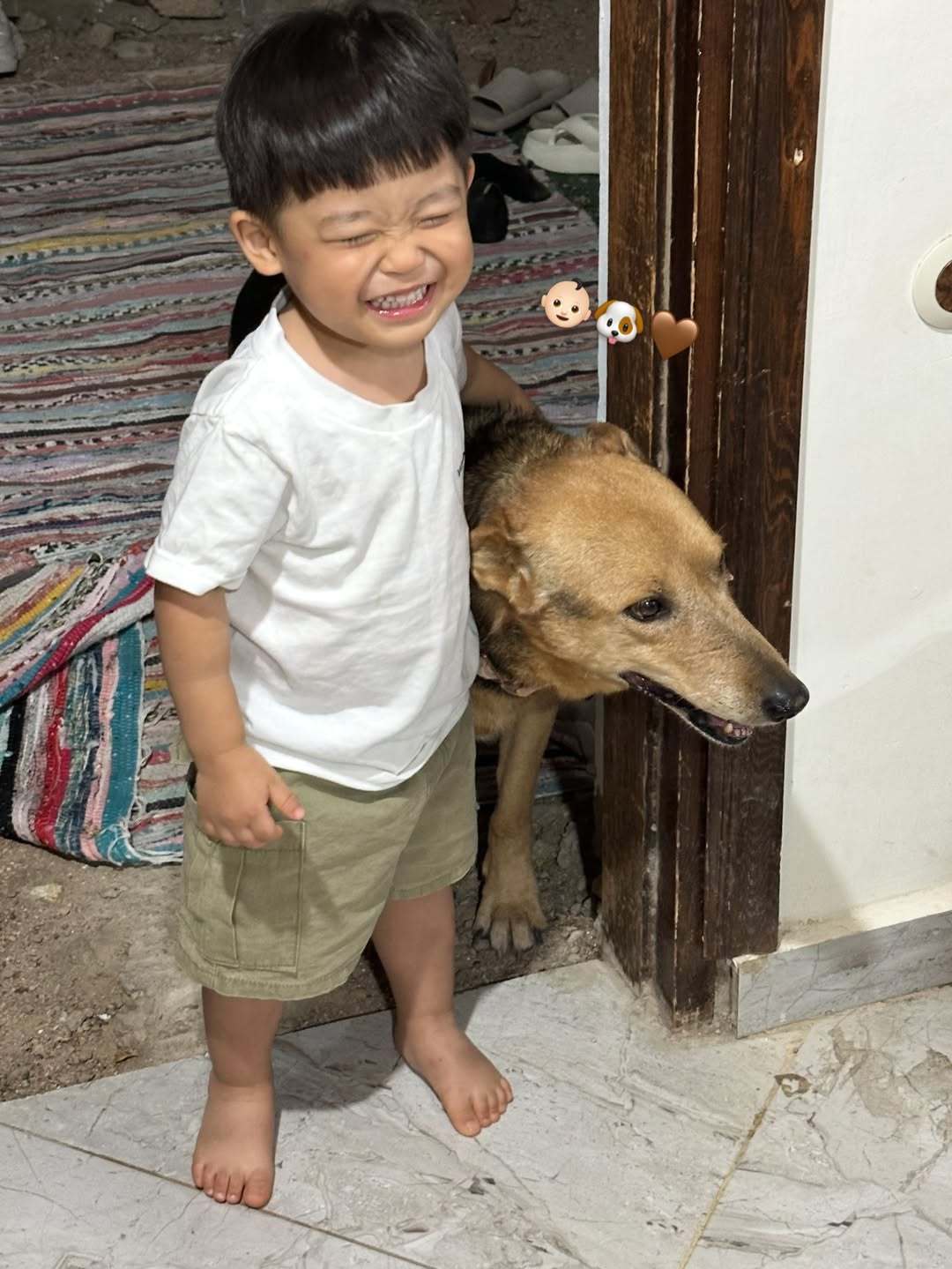 본문 이미지 - 키묘 가족이 머무는 집을 찾아온 칼빵이가 아들과 사진을 찍고 있다(인스타그램 keemyo.p 제공). ⓒ 뉴스1