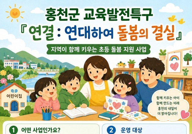 홍천군, 어린이집 유휴공간 활용한 초등 돌봄 '연결' 사업 본격 추진