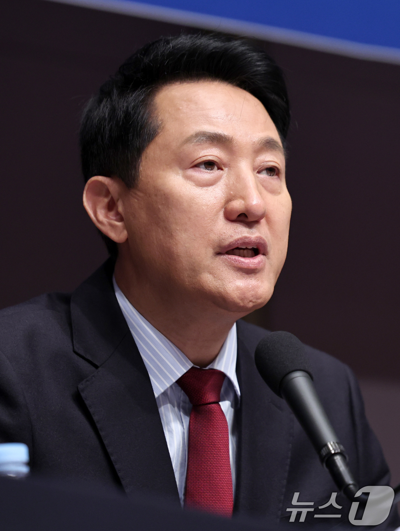 (서울=뉴스1) 구윤성 기자 = 오세훈 국민의힘 서울시장 후보가 20일 오전 서울 중구 한국프레스센터에서 열린 관훈클럽 초청 토론회에서 모두발언하고 있다. 2026.5.20/뉴스1 …