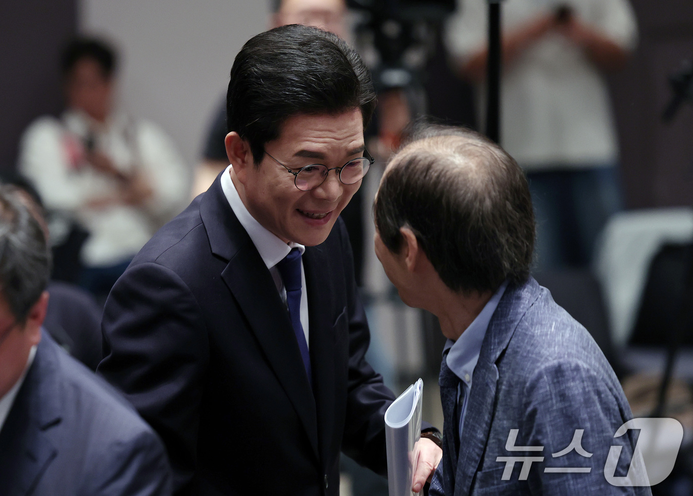 (서울=뉴스1) 구윤성 기자 = 정원오 더불어민주당 서울시장 후보가 20일 오전 서울 중구 한국프레스센터에서 열린 관훈클럽 초청 토론회에 참석하고 있다. 2026.5.20/뉴스1