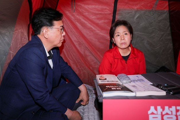 국힘 지도부, 단식 3일차 양향자 격려방문…"반도체 파업 막아야"