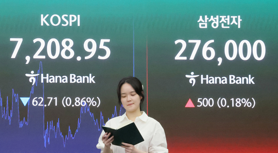 코스피 7200선 턱걸이, 10개중 9개 종목 '파란불'…환율 1510선 뚫어[시황종합]