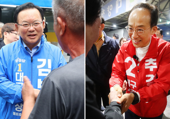 엎치락뒤치락 초접전…"대구 살리겠다" 김부겸·추경호 출정식(종합)