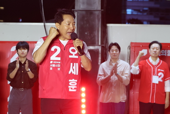 오세훈 후보, 청계광장서 지지 호소